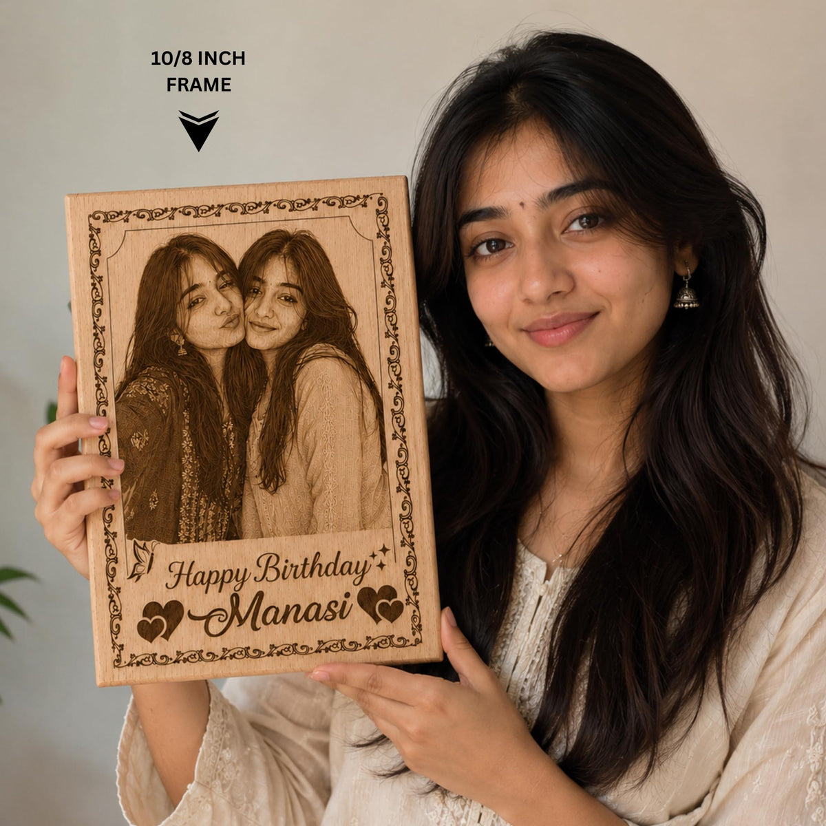 Customised Wooden Photo Frame with Engraved Photo