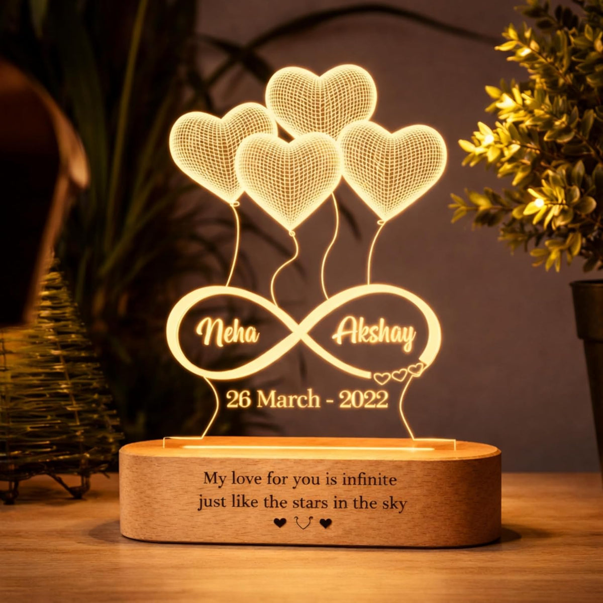 Personalised Couple LED Night Lamp Romantic Gift