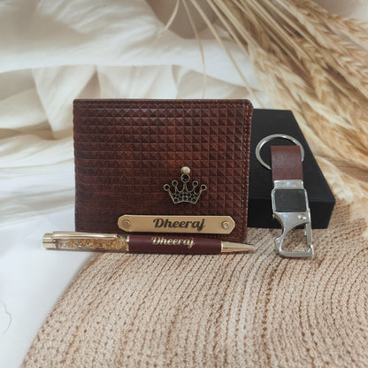 Personalized Turbo Leather Men’s Wallet Combo