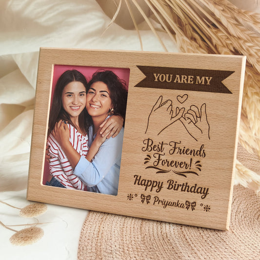 Customised Wooden Photo Frame with Engrave Message Tabletop, Best Gift for Best Friends Birthday