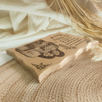 Personalised Engraved Zig Zag Wooden Photo Frame with Wooden Stand