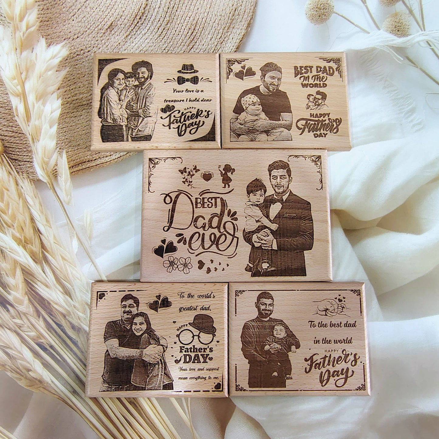 Personalised Engraved Father's Day Wooden Photo Frame| Plaque
