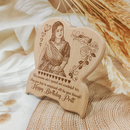 Personalised Heart With Butterfly Shaped Engraved Unique Wooden Photo Frame