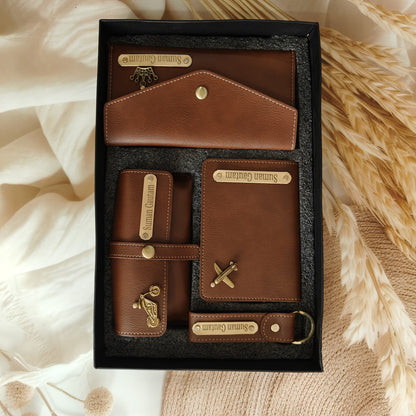 Personalised Leather Women's Slim Clutch (Wallet) Combo