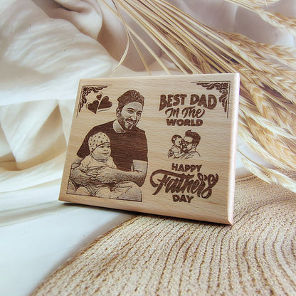 Personalised Father's Day  Engraved Wooden Photo Frame