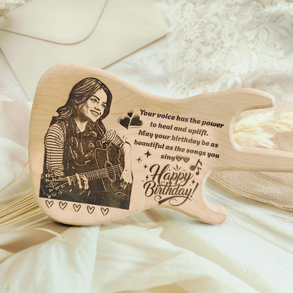 Personalized Engraved Guitar Shaped Wooden Photo Frame |Plaque