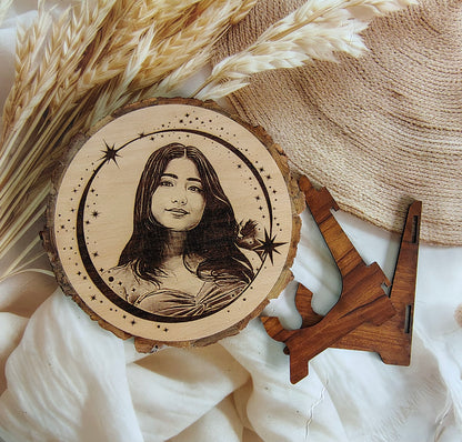 Personalized  Engraved Round Wooden Slice Customised Photo Frame