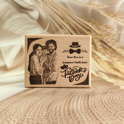 Personalised Happy Father's Day Engraved Wooden Photo Frame