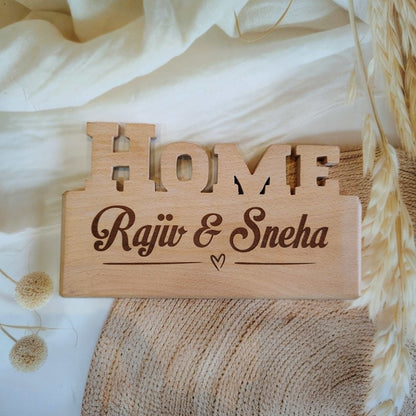 Personalized Engraved Home Shaped Wooden Plaque