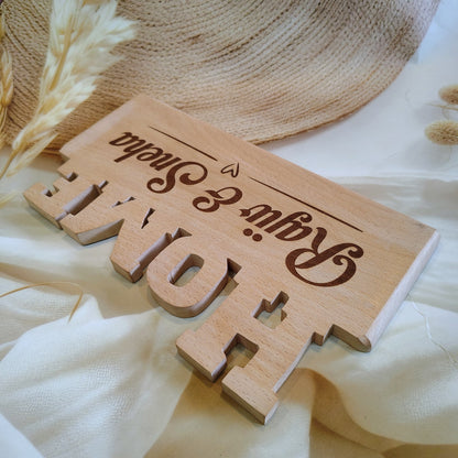 Personalized Engraved Home Shaped Wooden Plaque