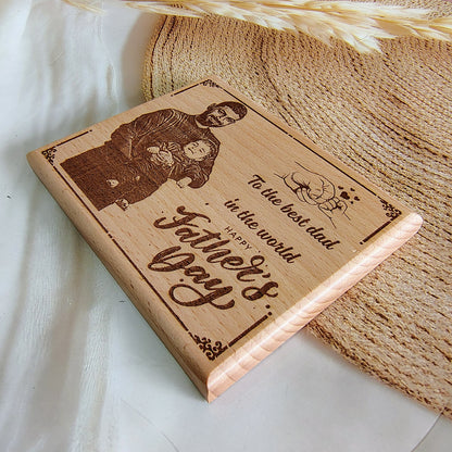 Personalised Engraved Wooden Photo Frame For Father's Day