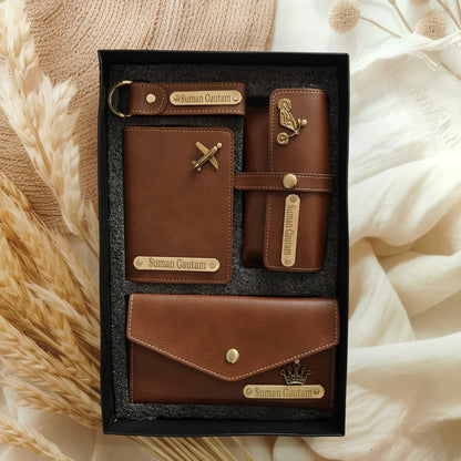 Personalised Leather Women's Slim Clutch (Wallet) Combo