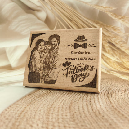 Personalised Happy Father's Day Engraved Wooden Photo Frame