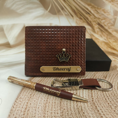 Personalized Turbo Leather Men’s Wallet Combo