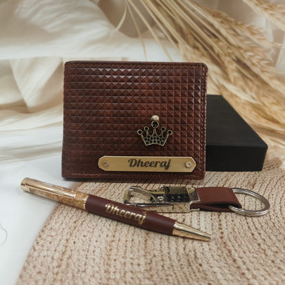 Personalized Turbo Leather Men’s Wallet Combo