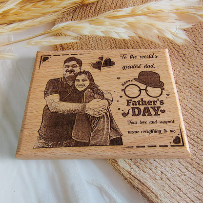 Personalised Engraved Father's Day Wooden Photo Frame| Plaque