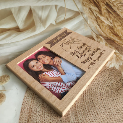 Customised Wooden Photo Frame with Engrave Message Tabletop, Best Gift for Best Friends Birthday