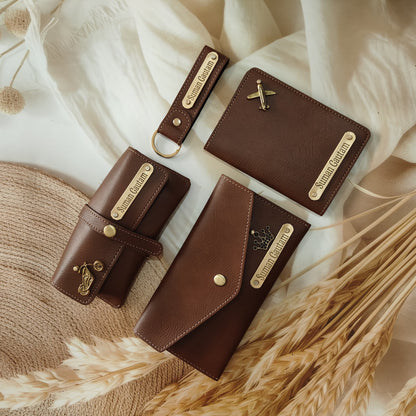 Personalised Leather Women's Slim Clutch (Wallet) Combo