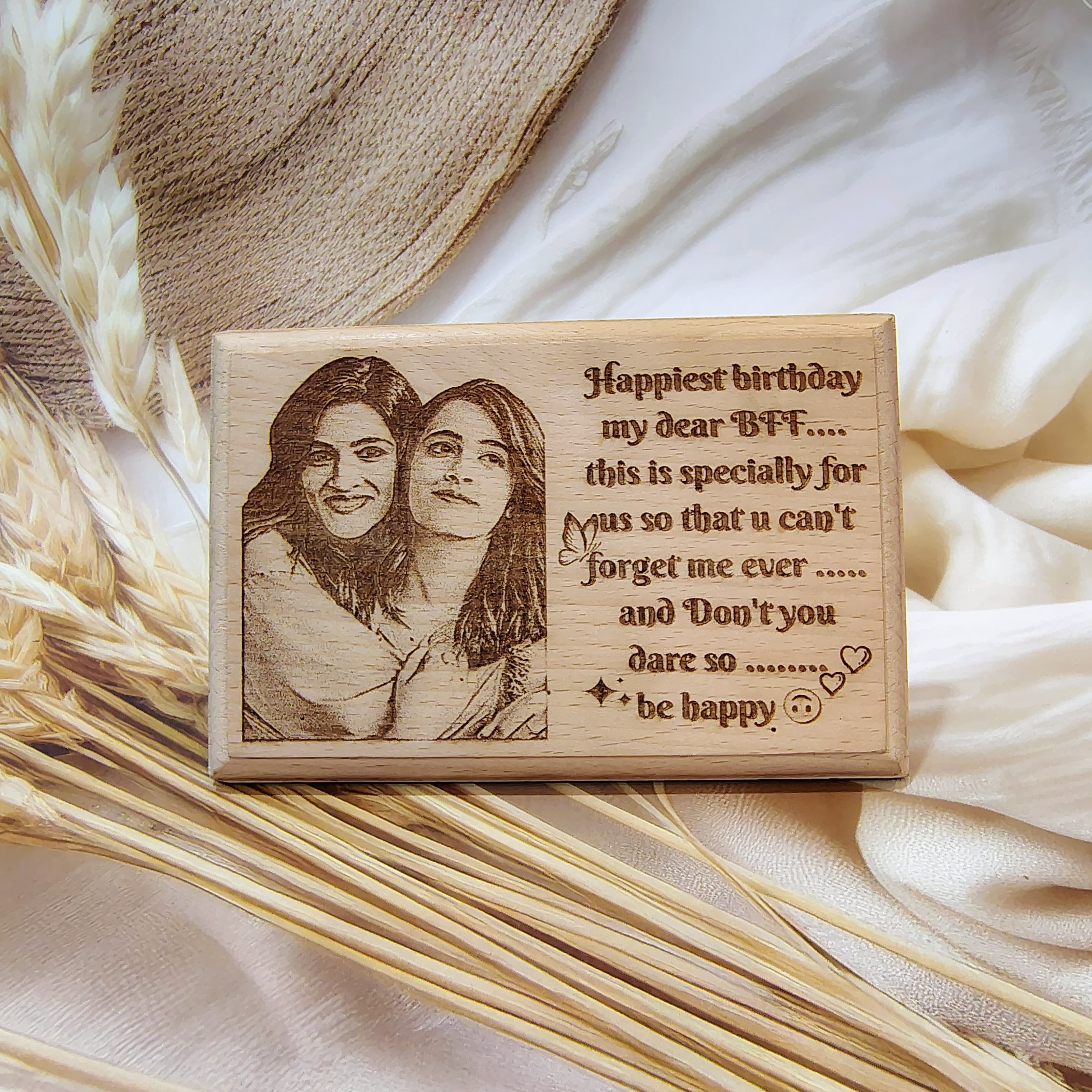 Happy Birthday Engraved Wooden Photo Frame