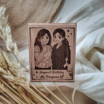 Ghibli Effect Engraved Wooden Photo Frame