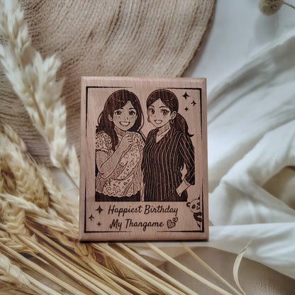 Ghibli Effect Engraved Wooden Photo Frame