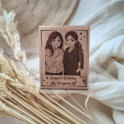 Ghibli Effect Engraved Wooden Photo Frame