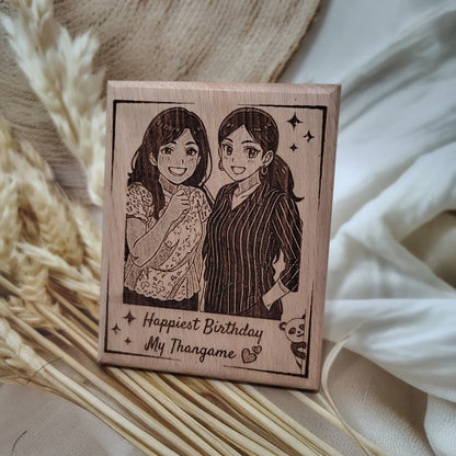 Ghibli Effect Engraved Wooden Photo Frame
