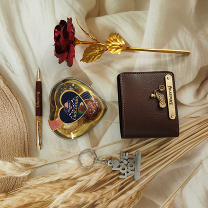 Personalized Valentine Day Special Men's Wallet Combo