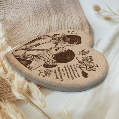 Personalized Engraved Wooden Heart Plaque for Mom