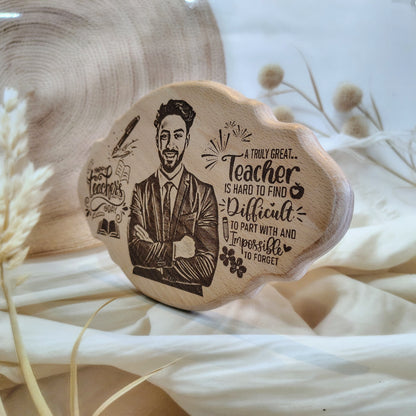 Happy Teacher's Day Unique Design Engraved Wooden Photo Frame