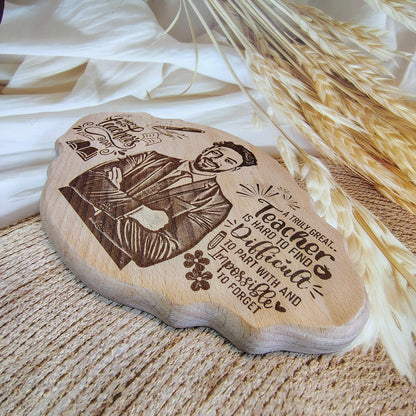 Happy Teacher's Day Unique Design Engraved Wooden Photo Frame