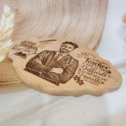 Happy Teacher's Day Unique Design Engraved Wooden Photo Frame