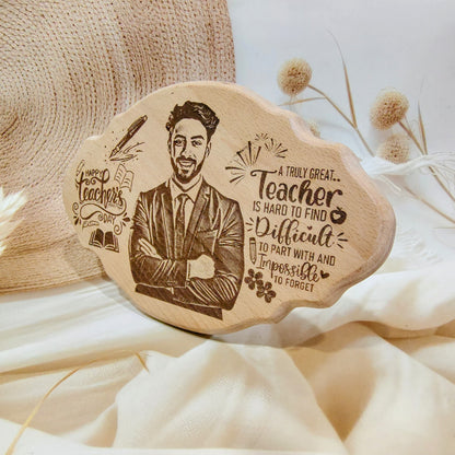 Happy Teacher's Day Unique Design Engraved Wooden Photo Frame