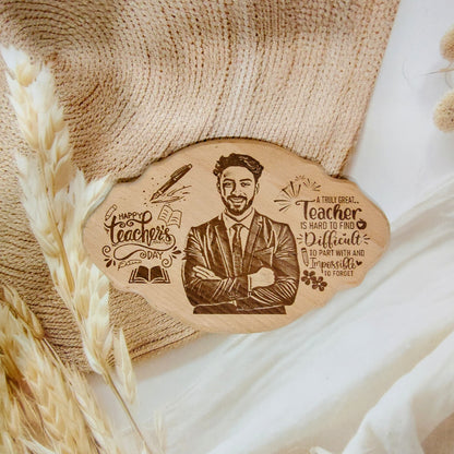 Happy Teacher's Day Unique Design Engraved Wooden Photo Frame