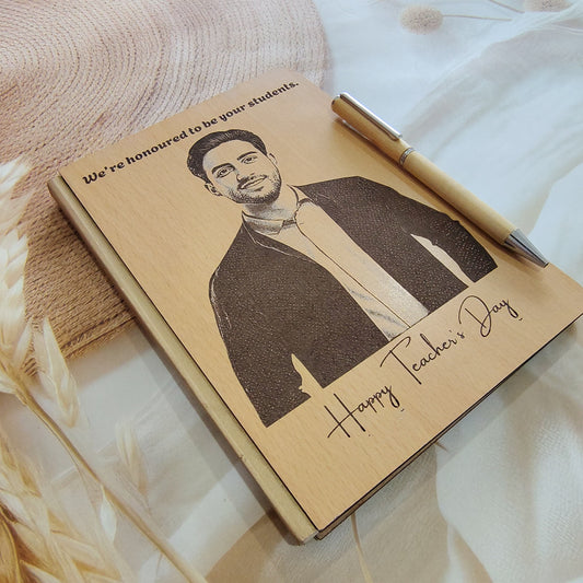 Personalised Engrave Wooden Diary Pen Combo - Giftairs