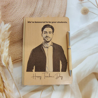 Personalised Engrave Wooden Diary Pen Combo - Giftairs