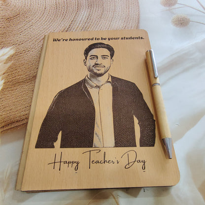 Personalised Engrave Wooden Diary Pen Combo - Giftairs
