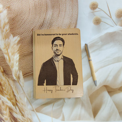 Personalised Engrave Wooden Diary Pen Combo - Giftairs