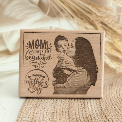 Personalised Engraved Wooden Photo Frame For Mother's Day