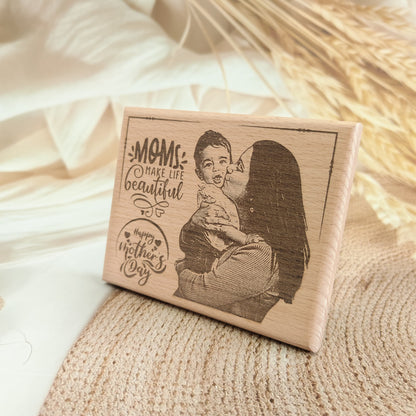 Personalised Engraved Wooden Photo Frame For Mother's Day