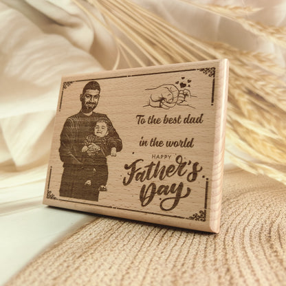 Personalised Engraved Wooden Photo Frame For Father's Day