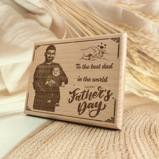Personalised Engraved Wooden Photo Frame For Father's Day