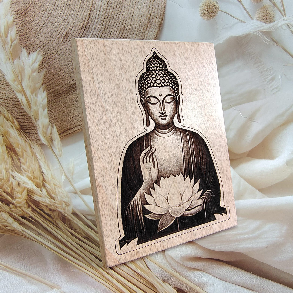 Personalized Engraved Buddha Wooden Plaque Decor