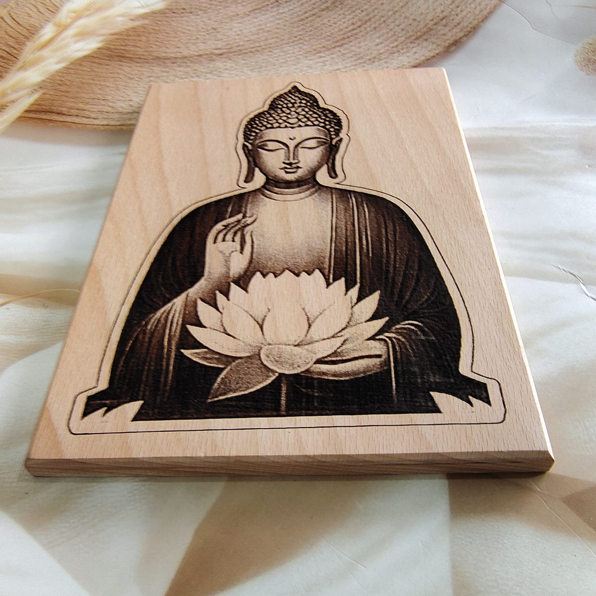 Personalized Engraved Buddha Wooden Plaque Decor