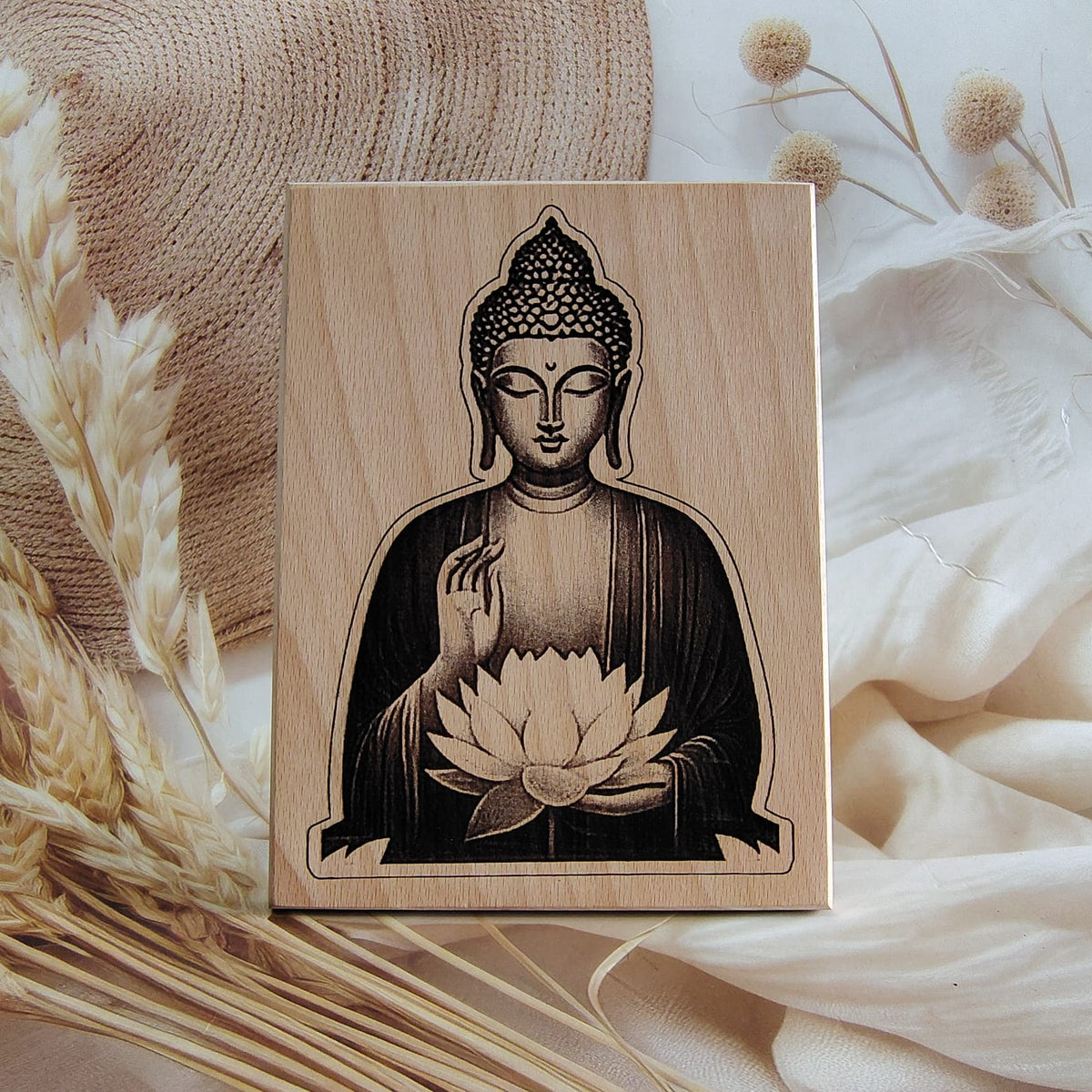 Personalized Engraved Buddha Wooden Plaque Decor
