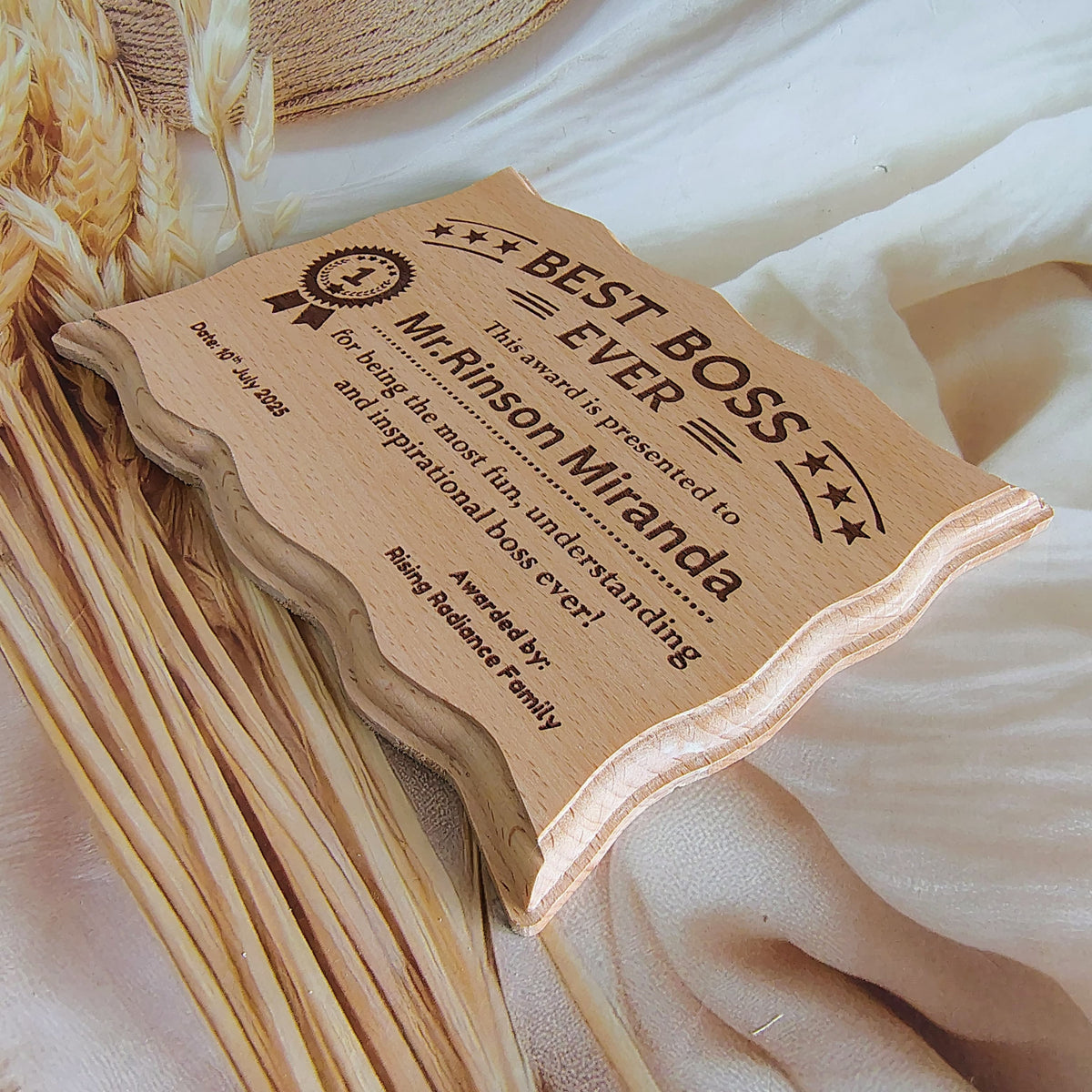 Best Boss Ever Personalized Wooden Award Plaque!
