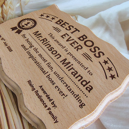 Best Boss Ever Personalized Wooden Award Plaque!
