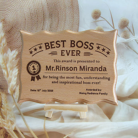 Best Boss Ever Personalized Wooden Award Plaque!