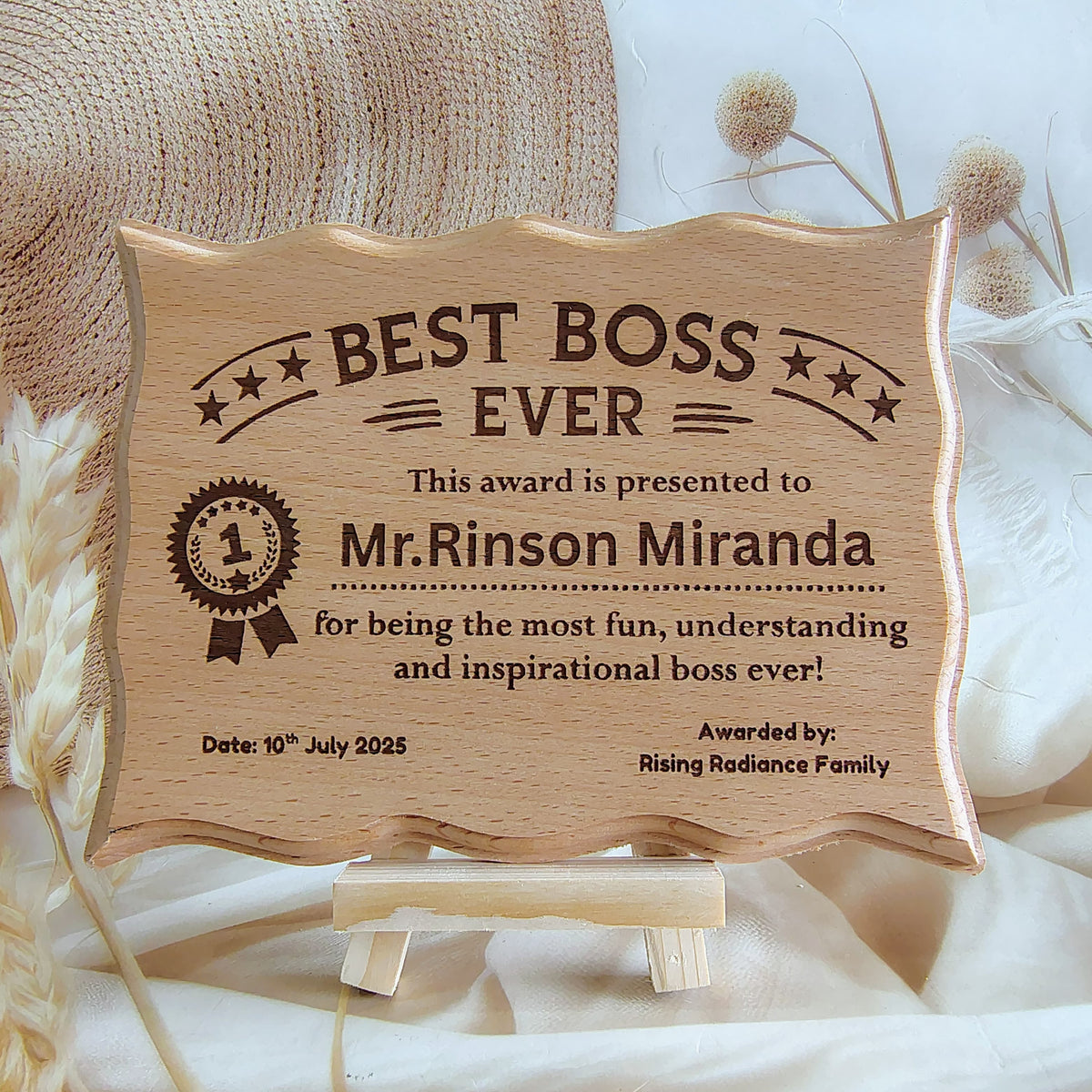 Best Boss Ever Personalized Wooden Award Plaque!