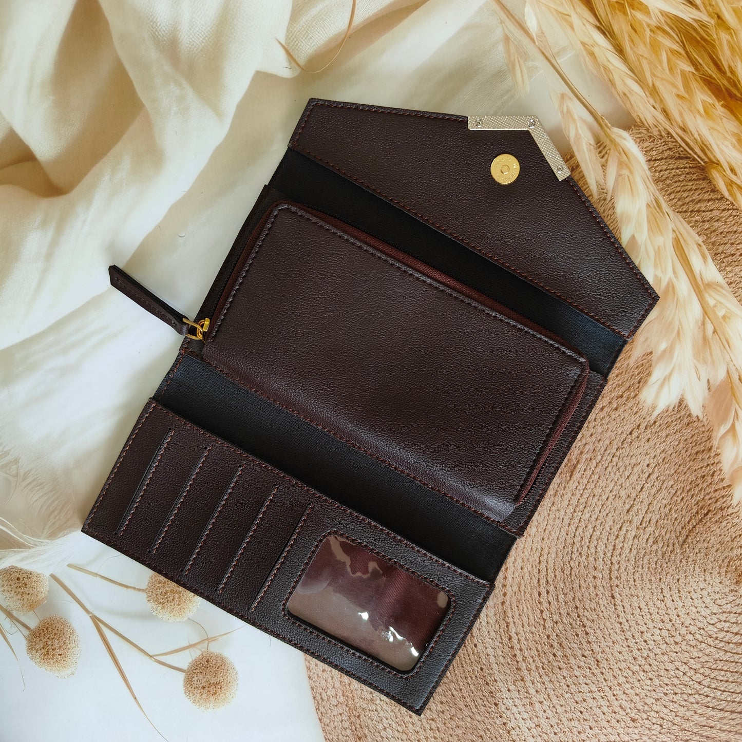 Personalised Premium Imported Leather Women's Clutch (Wallet) Combo